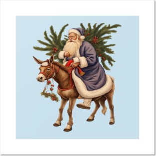 Olde German Father Christmas Riding A Donkey Cut Out Posters and Art